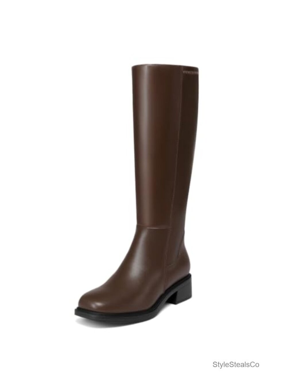 Knee High Boots for Women Square Toe Low Heel Stretch Tall Boot
